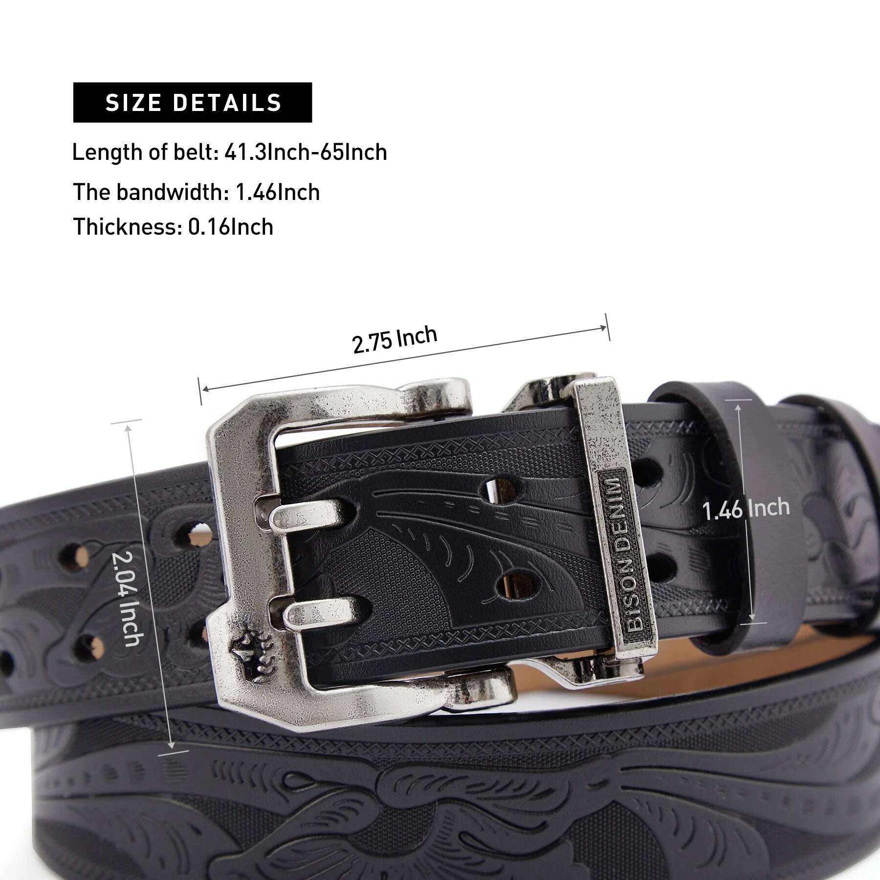 KIMLUD, BISON DENIM Men Belts Cow Split Genuine Leather Pin Buckle Business Waist Straps Retro Pin Buckle Fancy Male Belt For Jeans, KIMLUD Womens Clothes