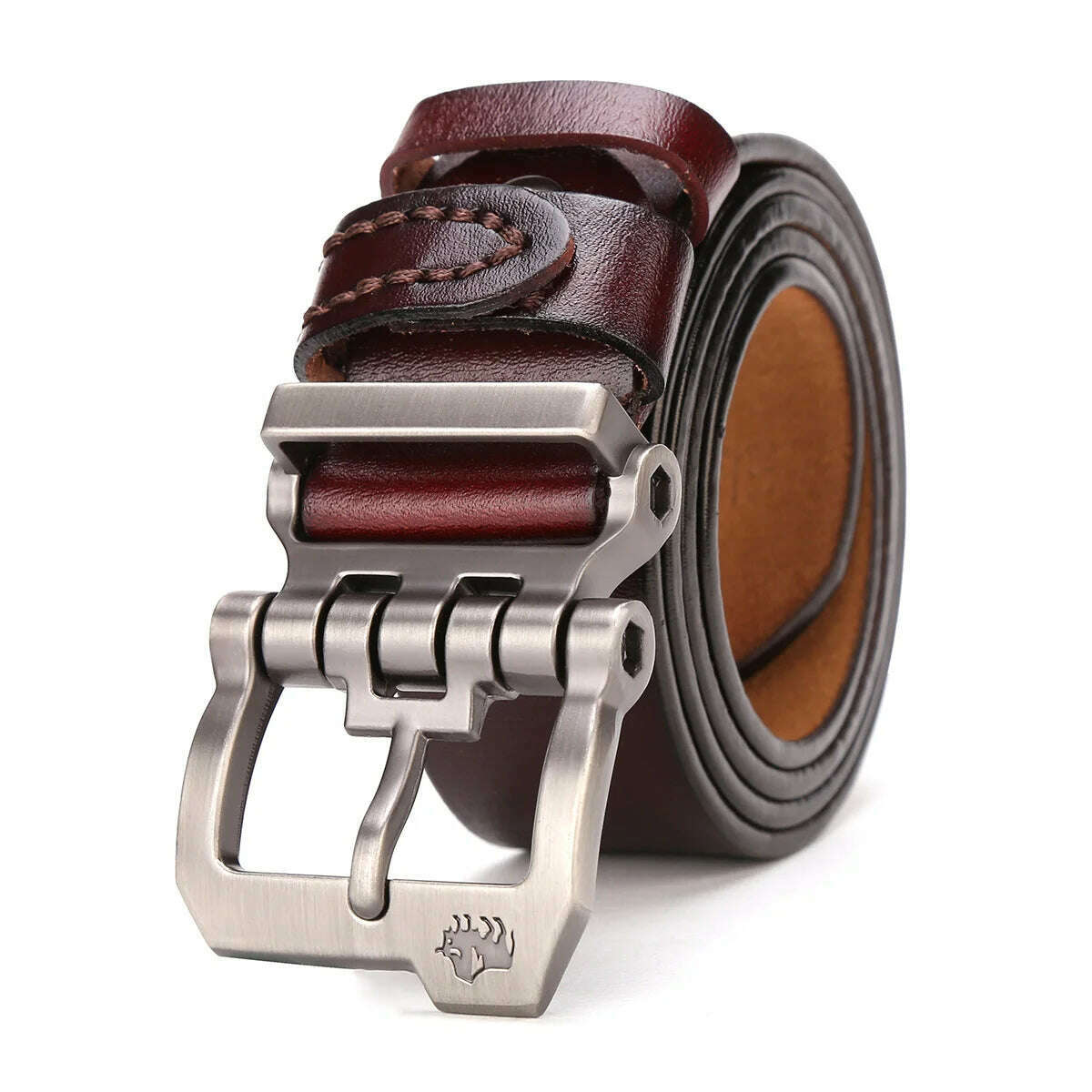 KIMLUD, BISON DENIM Men Belts Vintage Pin Buckle Belt Casual Genuine Leather High Quality Belts For Men Business Leather Strap for Jeans, KIMLUD Women's Clothes