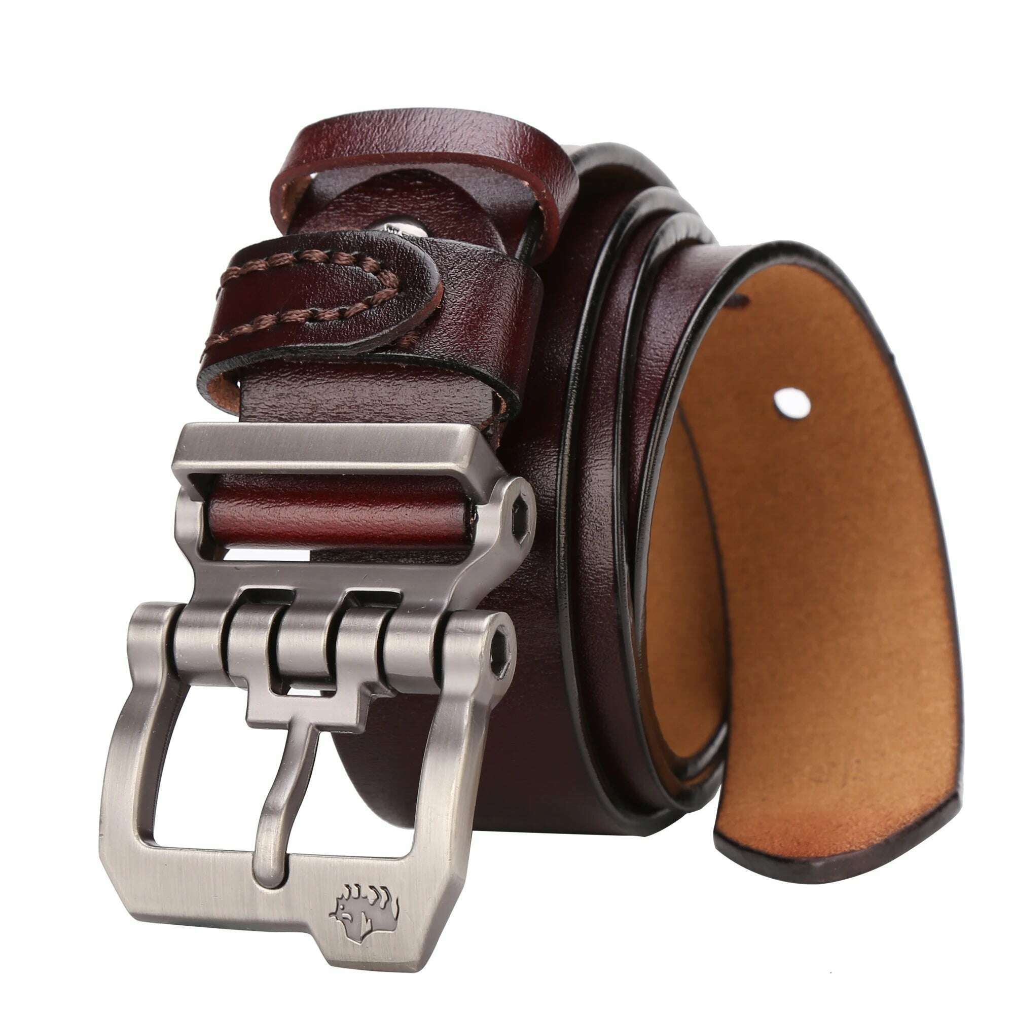 BISON DENIM Men Belts Vintage Pin Buckle Belt Casual Genuine Leather High Quality Belts For Men Business Leather Strap for Jeans - KIMLUD