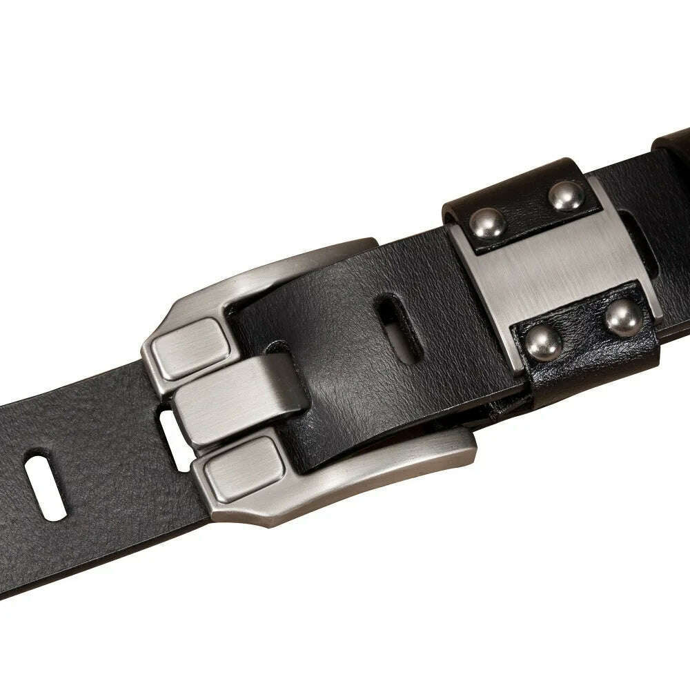 KIMLUD, BISON DENIM Men's Jeans Belts Pin Buckle Cowhide Genuine Leather Belts Vintage Brand Waistband Strap Belt For Men Male N71350, KIMLUD Womens Clothes