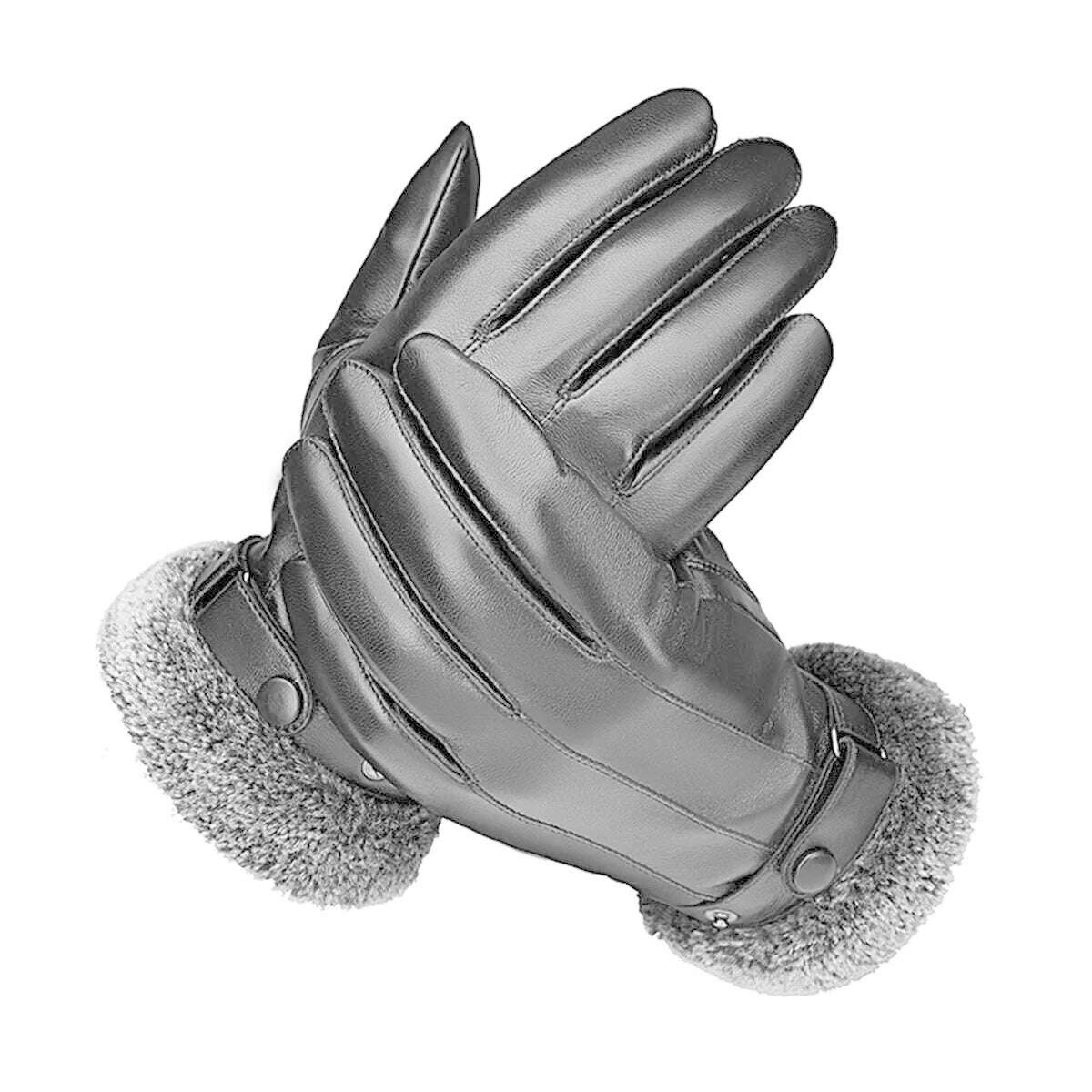KIMLUD, BISON DENIM Winter Men's Gloves Sheepskin Genuine Leather Mittens Touch Screen Motorcycle Driving Riding Gloves For Men Women, KIMLUD Womens Clothes