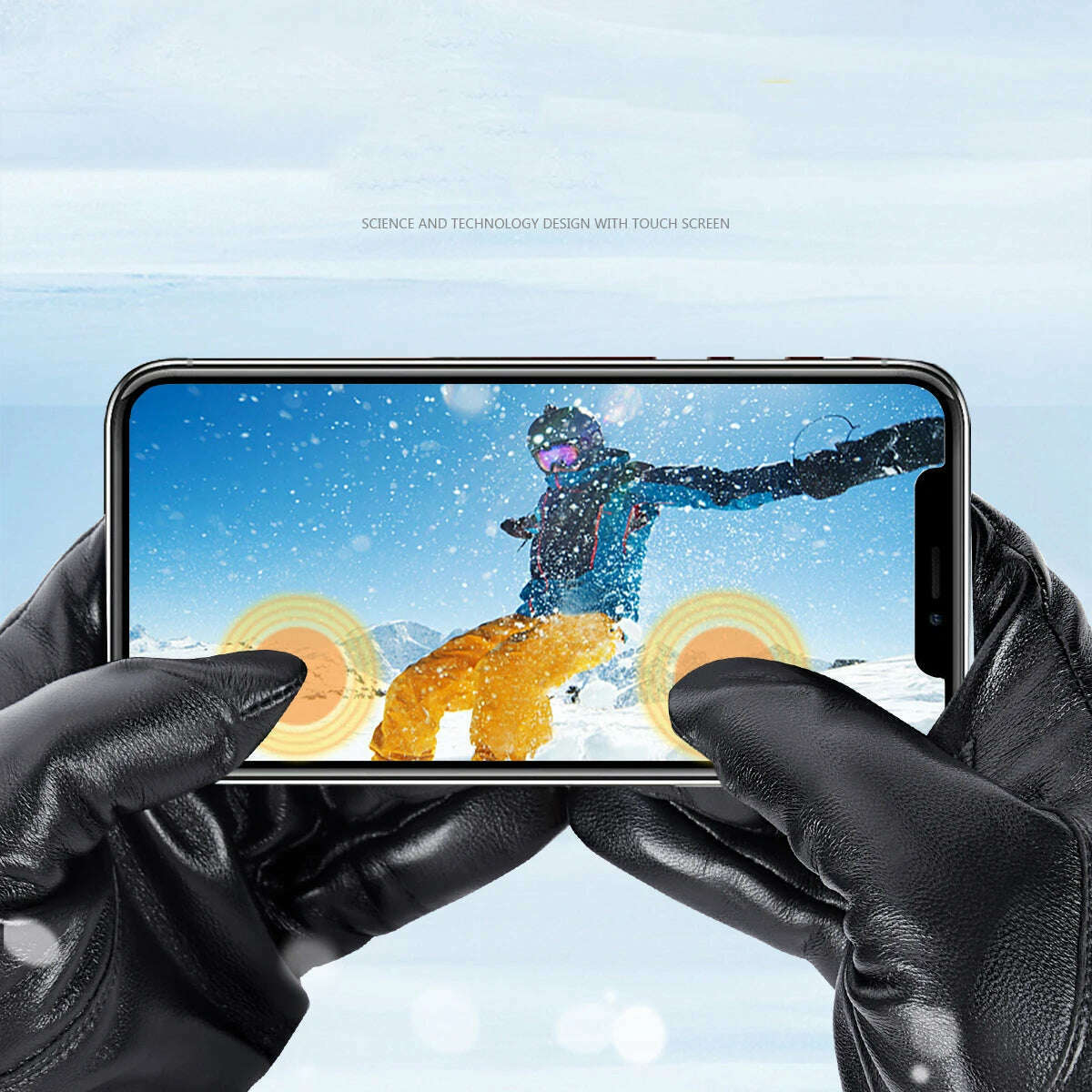 KIMLUD, BISON DENIM Winter Men's Gloves Sheepskin Genuine Leather Mittens Touch Screen Motorcycle Driving Riding Gloves For Men Women, KIMLUD Womens Clothes