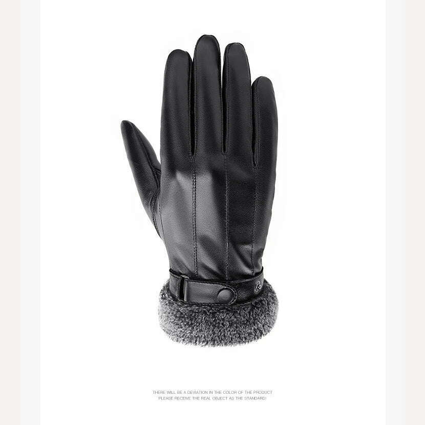 KIMLUD, BISON DENIM Winter Men's Gloves Sheepskin Genuine Leather Mittens Touch Screen Motorcycle Driving Riding Gloves For Men Women, KIMLUD Womens Clothes