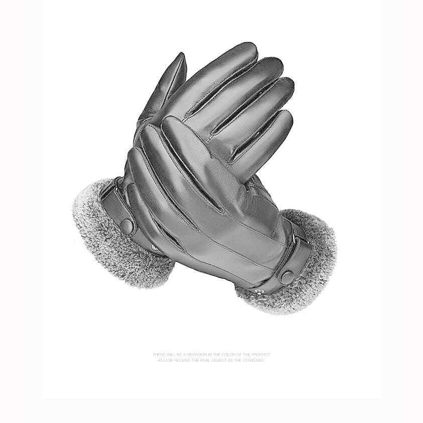 KIMLUD, BISON DENIM Winter Men's Gloves Sheepskin Genuine Leather Mittens Touch Screen Motorcycle Driving Riding Gloves For Men Women, KIMLUD Womens Clothes