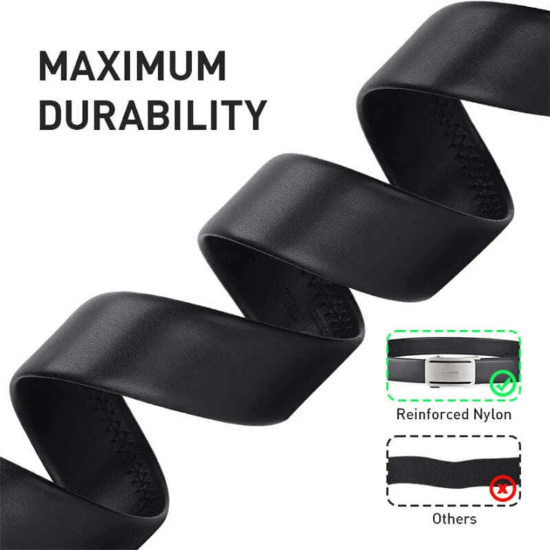 BISONDENIM Mens Business Style Belt Black Strap Male Waistband Automatic Buckle Belts For Men Top Quality Girdle Belts For Jeans - KIMLUD