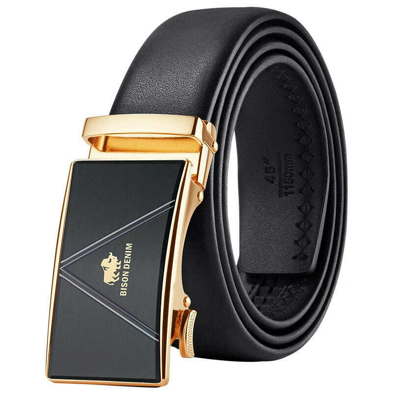 KIMLUD, BISONDENIM New Male Automatic Buckle Belts For Men Authentic Girdle Trend Men's Belts Ceinture Fashion Designer Women Jean Belt, KIMLUD Womens ClothesKIMLUD, BISONDENIM New Male Automatic Buckle Belts For Men Authentic Girdle Trend Men's Belts Ceinture Fashion Designer Women Jean Belt, N71771-2B / 110cm, KIMLUD APPAREL - Womens Clothes