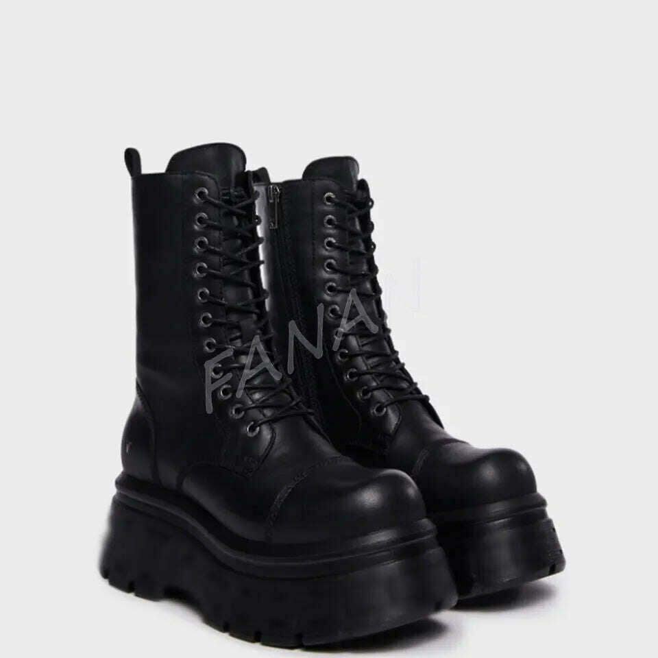 KIMLUD, Blacak Slip on Punk Boots Short Platform Chunky High Heel Shoes for Women High heel High Heels 2023 New Zapatos Para Mujere, 1 / 35, KIMLUD Womens Clothes