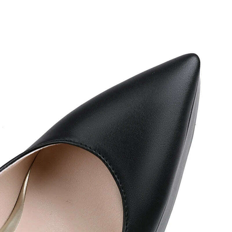 KIMLUD, Black Beige Women High Heel Shoes Platform Square High Heel Ladies Pumps PU Leather Pointed Toe Shallow Party Women's Shoes, KIMLUD Women's Clothes