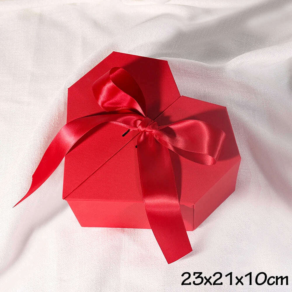 KIMLUD, Black Red Heart Shaped Gifts Box With Bows Valentines Day Presents Packaing Boxes Anniversary Surprise Gifts Wedding Decorations, red heart, KIMLUD Women's Clothes