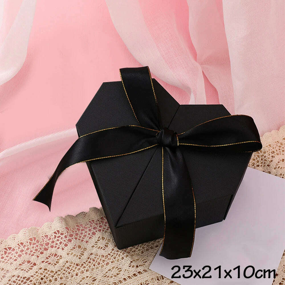 KIMLUD, Black Red Heart Shaped Gifts Box With Bows Valentines Day Presents Packaing Boxes Anniversary Surprise Gifts Wedding Decorations, black heart, KIMLUD Women's Clothes