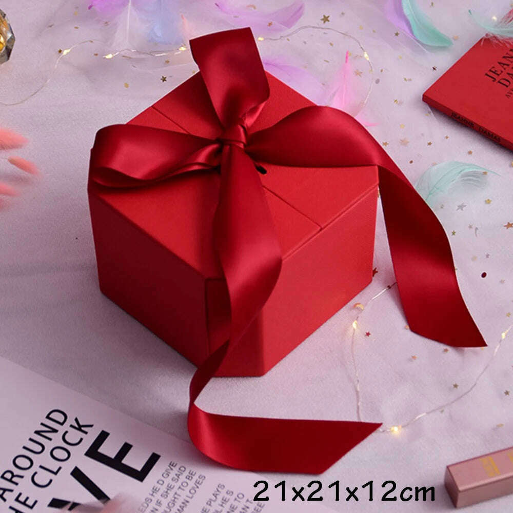 KIMLUD, Black Red Heart Shaped Gifts Box With Bows Valentines Day Presents Packaing Boxes Anniversary Surprise Gifts Wedding Decorations, red cube, KIMLUD Women's Clothes