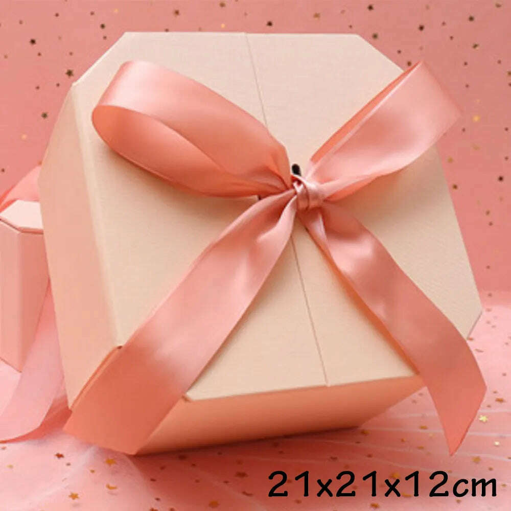 KIMLUD, Black Red Heart Shaped Gifts Box With Bows Valentines Day Presents Packaing Boxes Anniversary Surprise Gifts Wedding Decorations, pink cube, KIMLUD Women's Clothes