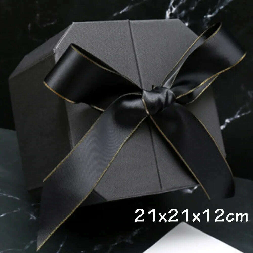 KIMLUD, Black Red Heart Shaped Gifts Box With Bows Valentines Day Presents Packaing Boxes Anniversary Surprise Gifts Wedding Decorations, black cube, KIMLUD Women's Clothes