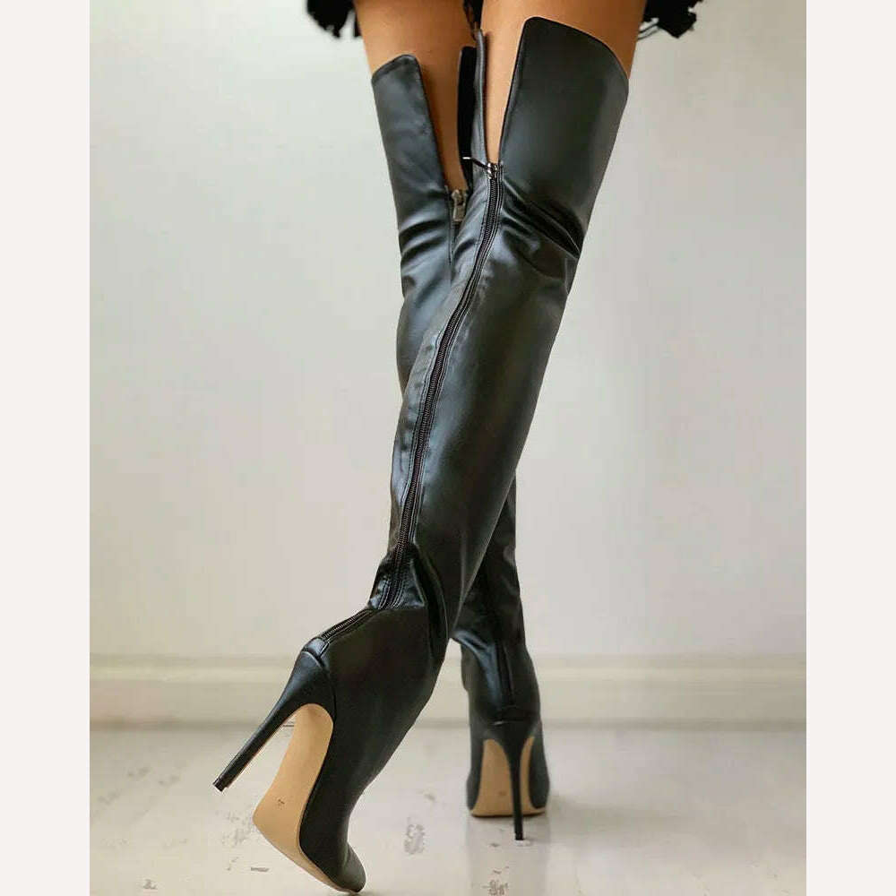 KIMLUD, Black Sexy Over The Knee Boots For Women High Heels Shoes Ladies Thigh High Boots 2023 Winter Big Size 47 Long Boots Female Shoe, KIMLUD Women's Clothes