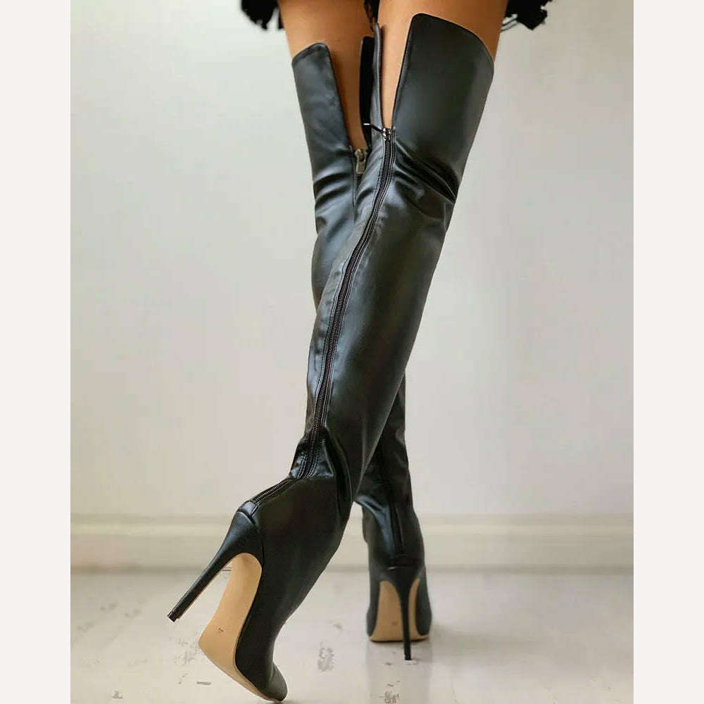 KIMLUD, Black Sexy Over The Knee Boots For Women High Heels Shoes Ladies Thigh High Boots 2023 Winter Big Size 47 Long Boots Female Shoe, KIMLUD Womens Clothes