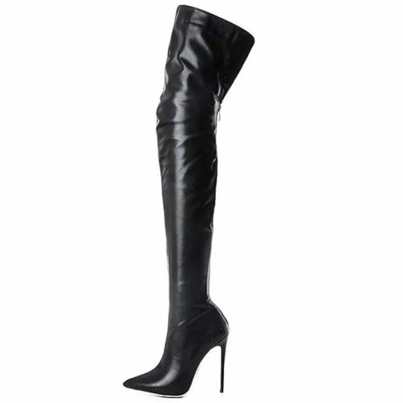 KIMLUD, Black Sexy Over The Knee Boots For Women High Heels Shoes Ladies Thigh High Boots 2023 Winter Big Size 47 Long Boots Female Shoe, KIMLUD Womens Clothes