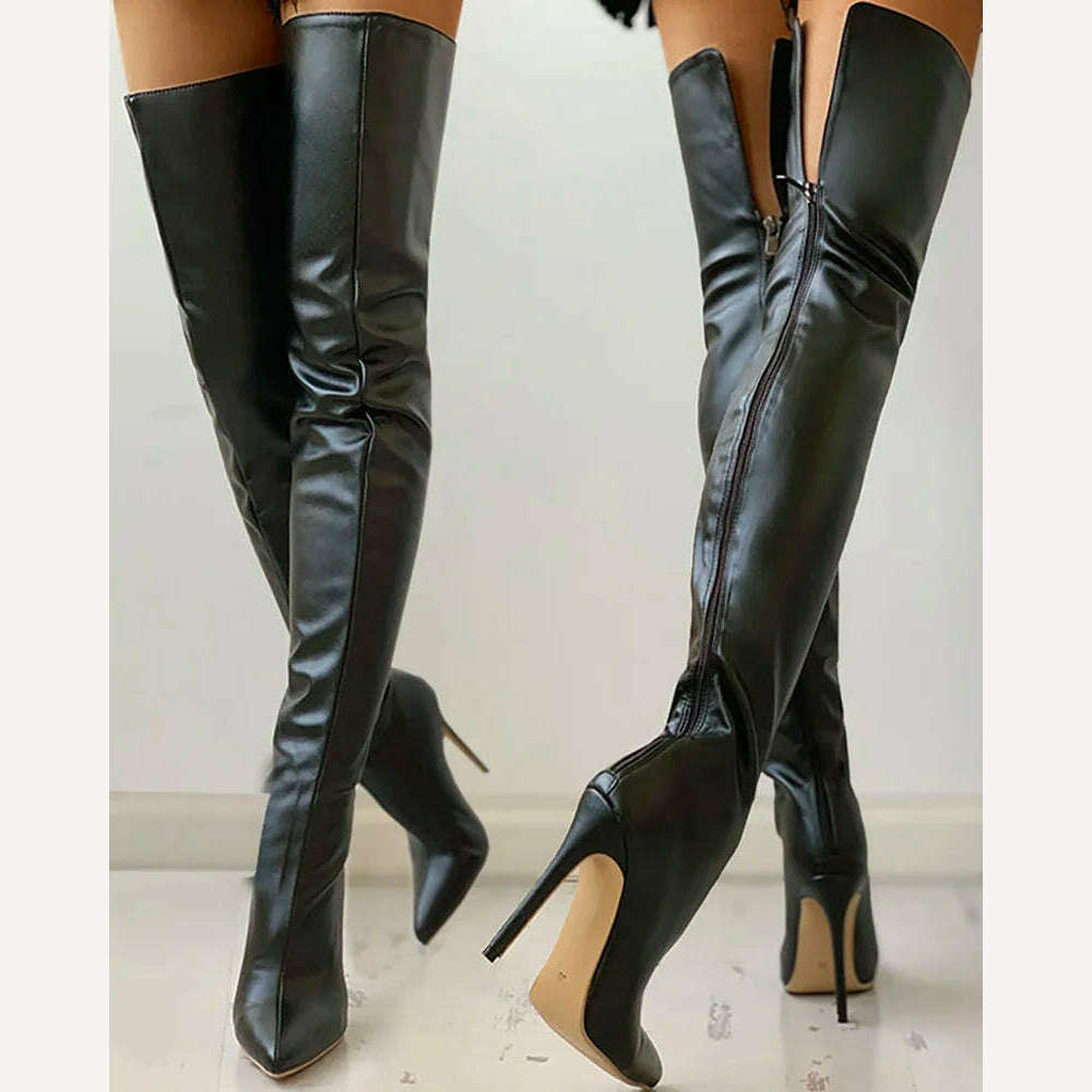 KIMLUD, Black Sexy Over The Knee Boots For Women High Heels Shoes Ladies Thigh High Boots 2023 Winter Big Size 47 Long Boots Female Shoe, KIMLUD Womens Clothes