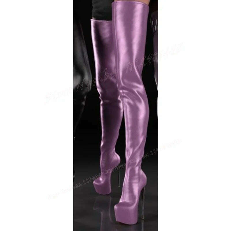 KIMLUD, Black Strappy Platform Thigh High Boots Round Toe Shoes for Women Stilettos High Heels Sexy Lady Shoes 2023 Zapatos Para Mujere, Purple / 35 / CHINA, KIMLUD Womens Clothes