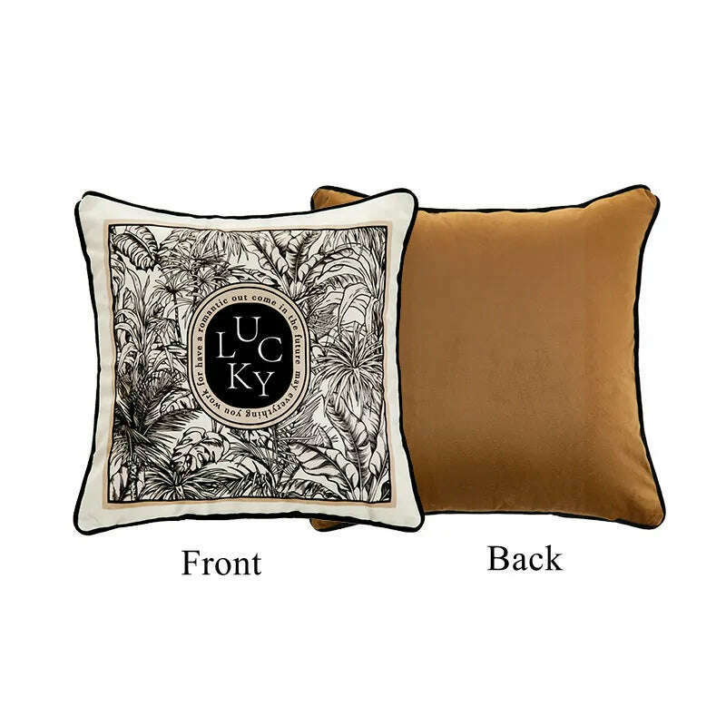 KIMLUD, Black White Velvet Floral Square Throw Pillow Cover Retro Cushion Case Modern Zippered Pillowcase for Sofa Couch Bedroom Home, 43x43cm(17 Inch) / as picture 1, KIMLUD Womens Clothes