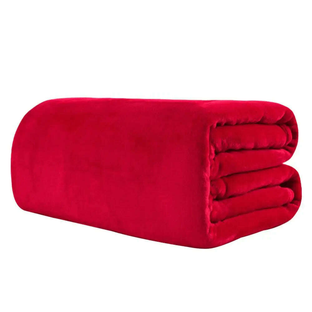 KIMLUD, Blanket Soft Warm Coral Fleece Blanket Winter Sheet Bedspread Sofa Plaid Light Thin Breathable Fleece Blanket, Red / 70x100cm / China, KIMLUD Womens Clothes