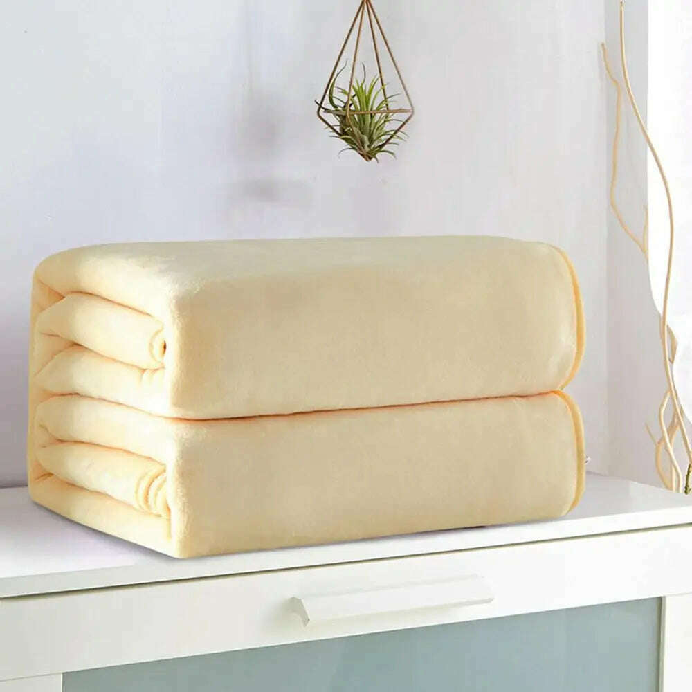 KIMLUD, Blanket Soft Warm Coral Fleece Blanket Winter Sheet Bedspread Sofa Plaid Light Thin Breathable Fleece Blanket, Beige / 70x100cm / China, KIMLUD Womens Clothes