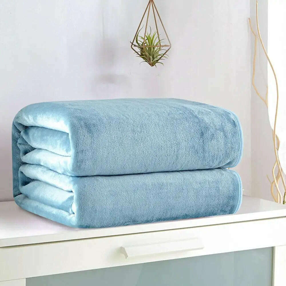 KIMLUD, Blanket Soft Warm Coral Fleece Blanket Winter Sheet Bedspread Sofa Plaid Light Thin Breathable Fleece Blanket, Blue / 70x100cm / China, KIMLUD Womens Clothes