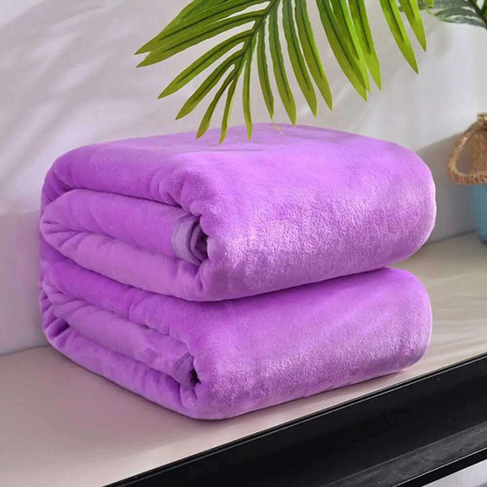 KIMLUD, Blanket Soft Warm Coral Fleece Blanket Winter Sheet Bedspread Sofa Plaid Light Thin Breathable Fleece Blanket, Purple / 70x100cm / China, KIMLUD Womens Clothes