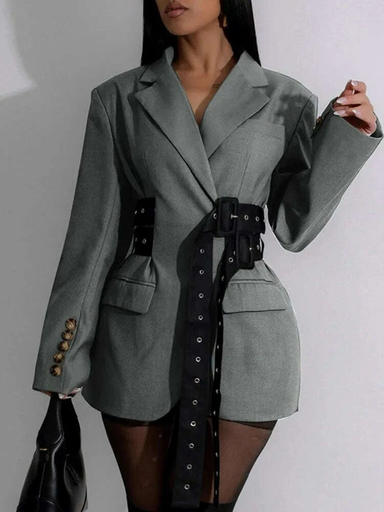Blazer Coat - Lapel Blazer - Oversized Silhouette | KIMLUD