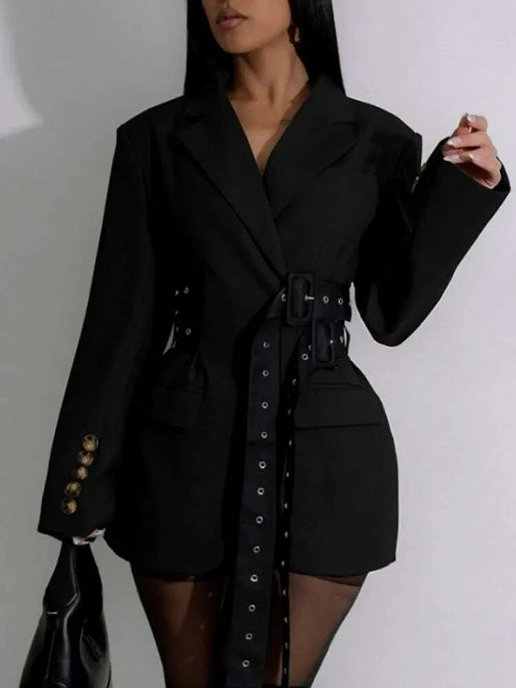 Blazer Coat - Lapel Blazer - Oversized Silhouette | KIMLUD