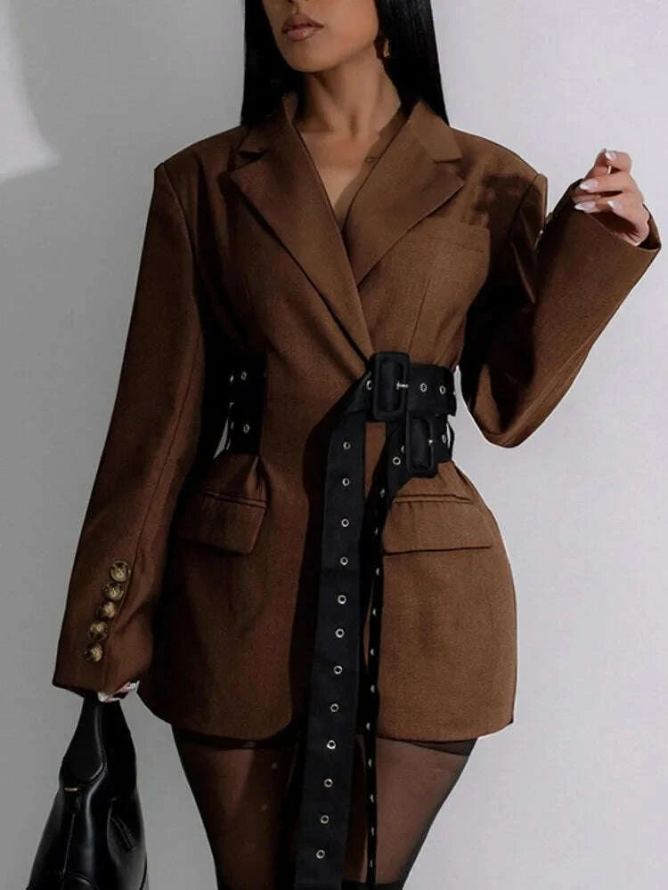 Blazer Coat - Lapel Blazer - Oversized Silhouette | KIMLUD