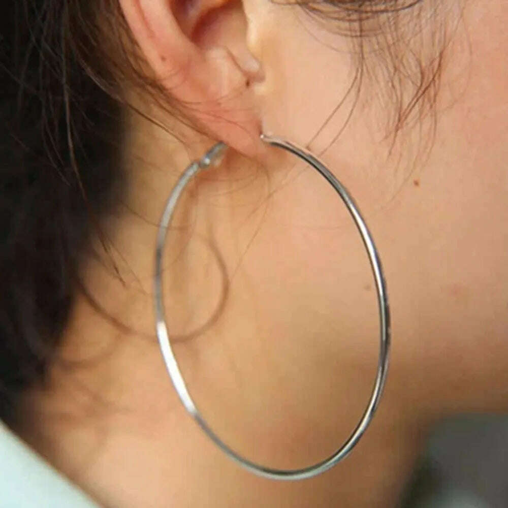 KIMLUD, BLIJERY Trendy Large Hoop Earrings Big Smooth Circle Earrings Basketball Brincos Celebrity Brand Loop Earrings for Women Jewelry, KIMLUD Womens Clothes