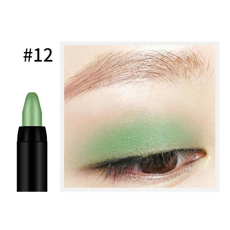 KIMLUD, Bling Eye Makeup Color Pearlescent Pen Highlight Stick Rotating Eye Shadow Pen Matte Silkworm Pen 16 Colors Optional, greenery, KIMLUD Womens Clothes