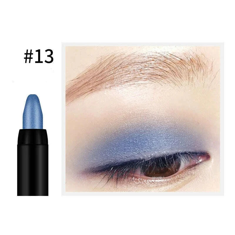 KIMLUD, Bling Eye Makeup Color Pearlescent Pen Highlight Stick Rotating Eye Shadow Pen Matte Silkworm Pen 16 Colors Optional, Navy blue, KIMLUD Womens Clothes