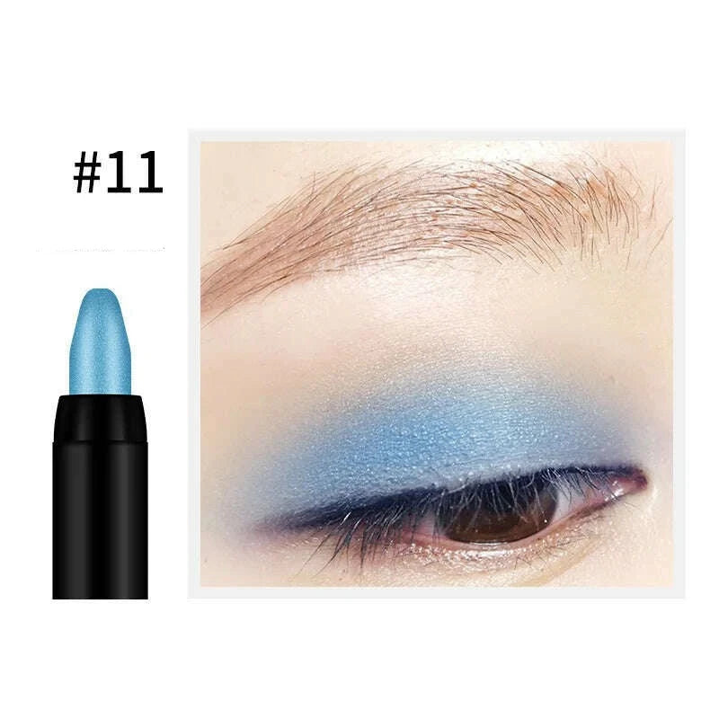 KIMLUD, Bling Eye Makeup Color Pearlescent Pen Highlight Stick Rotating Eye Shadow Pen Matte Silkworm Pen 16 Colors Optional, bright blue, KIMLUD Womens Clothes