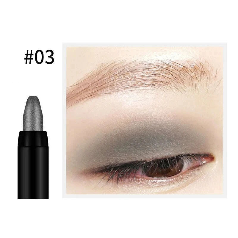 KIMLUD, Bling Eye Makeup Color Pearlescent Pen Highlight Stick Rotating Eye Shadow Pen Matte Silkworm Pen 16 Colors Optional, Pearl black, KIMLUD Womens Clothes