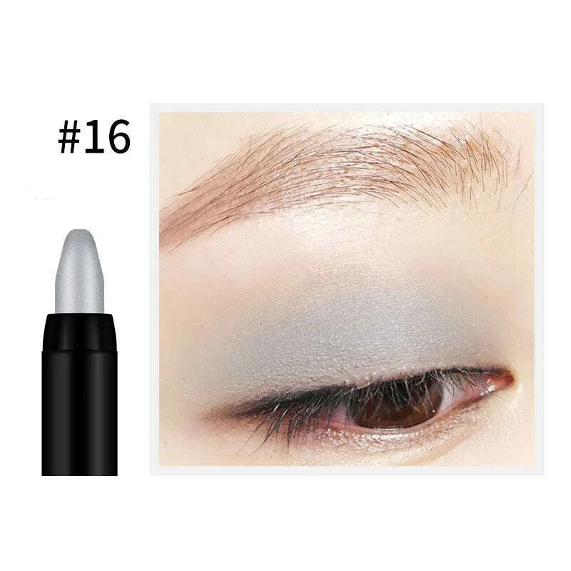 KIMLUD, Bling Eye Makeup Color Pearlescent Pen Highlight Stick Rotating Eye Shadow Pen Matte Silkworm Pen 16 Colors Optional, silver grey, KIMLUD Womens Clothes