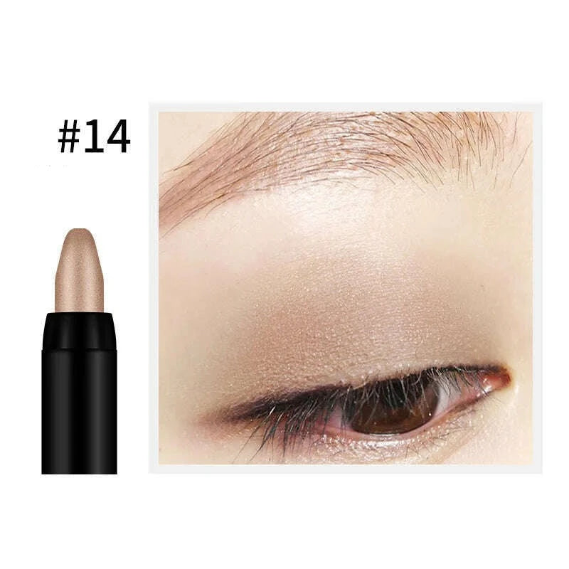 KIMLUD, Bling Eye Makeup Color Pearlescent Pen Highlight Stick Rotating Eye Shadow Pen Matte Silkworm Pen 16 Colors Optional, mocha beige, KIMLUD Womens Clothes