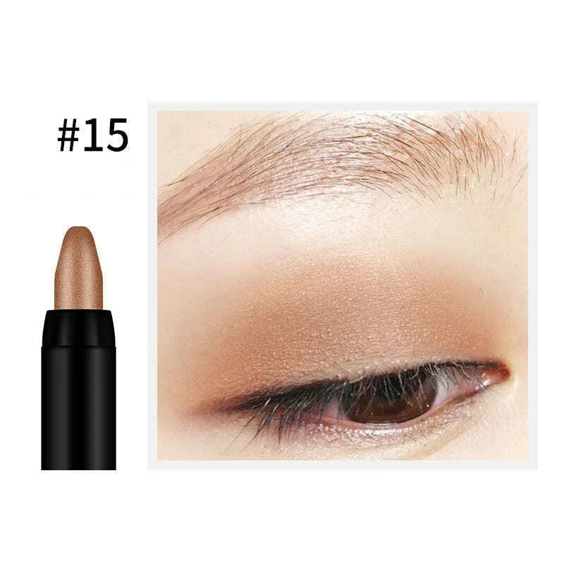 KIMLUD, Bling Eye Makeup Color Pearlescent Pen Highlight Stick Rotating Eye Shadow Pen Matte Silkworm Pen 16 Colors Optional, golden brown, KIMLUD Womens Clothes