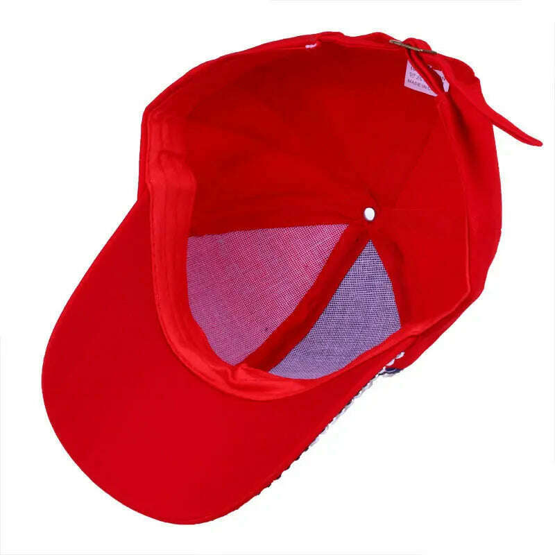 Bling Rhinestone Stripe Stars American Flag Baseball Cap Snap Back Hats for Men Women,Navy Red Black - KIMLUD