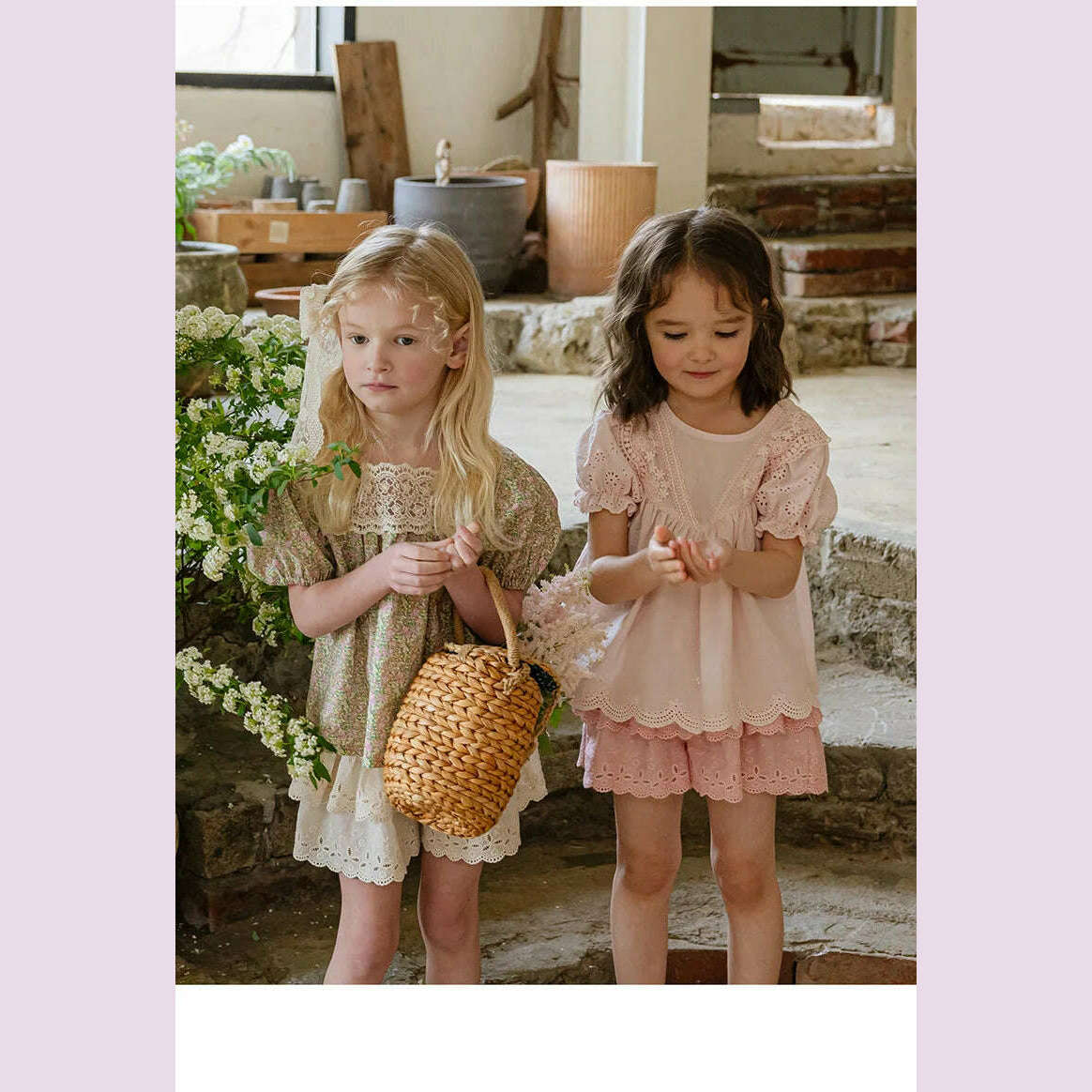 KIMLUD, Blouses Summer Korea Girls Children Clothing Sweet Lovely Cotton Puff Sleeve Short Sleeved Shirt 2024 Simple Fashion, KIMLUD Womens Clothes