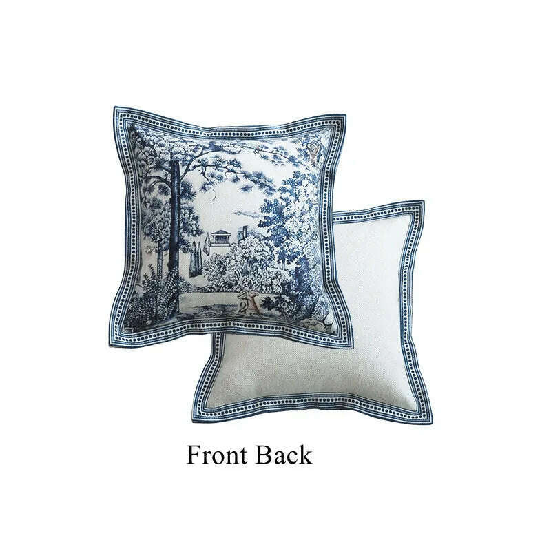 Blue White Porcelain Floral Throw Pillow Covers Vintage Chinoiserie Decorative Pillowcase Square Cushion for Couch Bed Room 45cm, 45x45cm(18 Inch) / As Picture, KIMLUD Women's Clothes