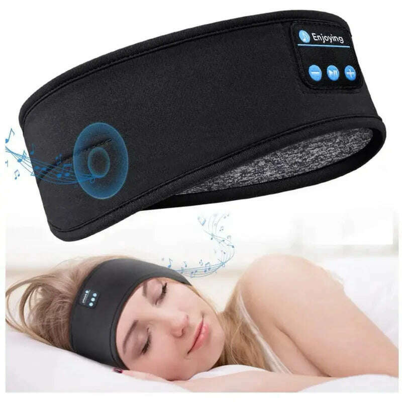 Bluetooth Sleeping Headphones Sports Headband Thin Soft Elastic Comfortable Wireless Music Earphones Eye Mask for Side Sleeper - KIMLUD