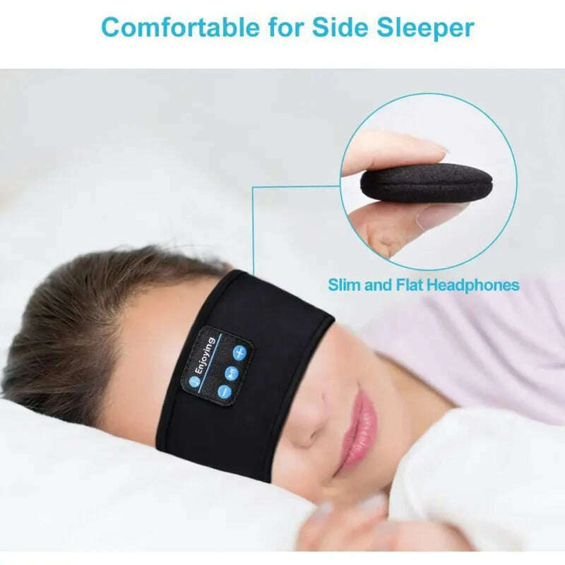 KIMLUD, Bluetooth Sleeping Headphones Sports Headband Thin Soft Elastic Comfortable Wireless Music Earphones Eye Mask for Side Sleeper, KIMLUD Womens Clothes