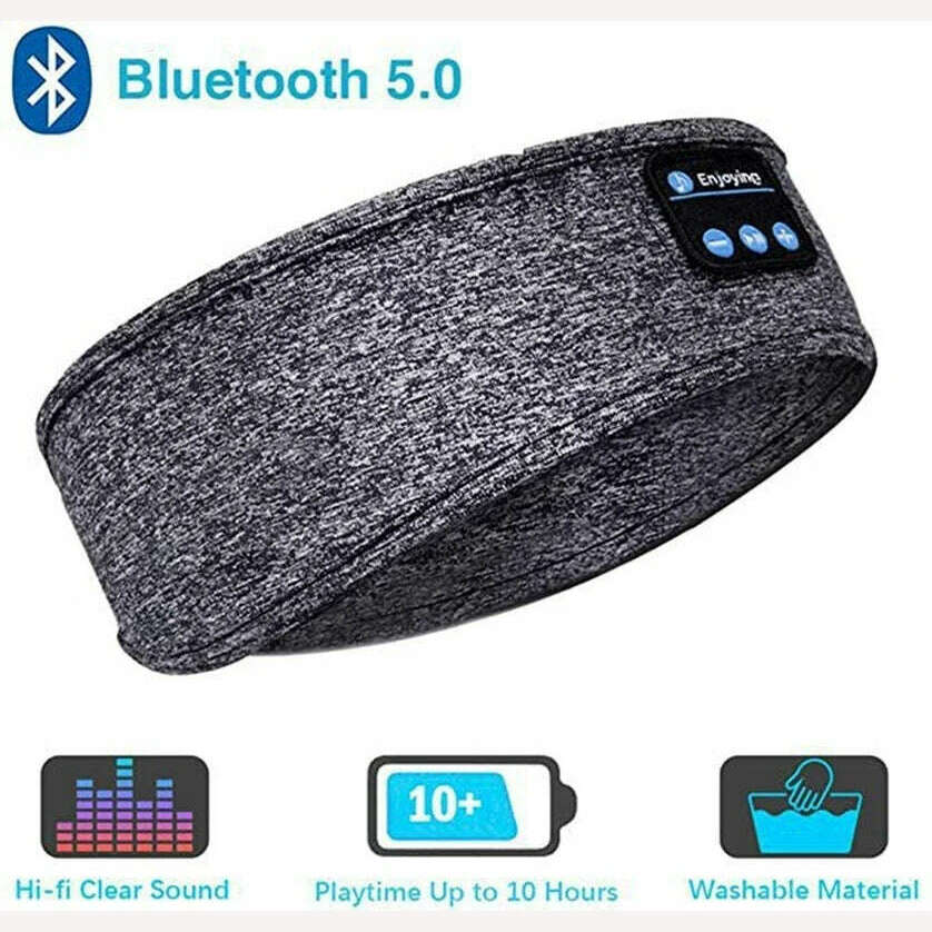KIMLUD, Bluetooth Sleeping Headphones Sports Headband Thin Soft Elastic Comfortable Wireless Music Earphones Eye Mask for Side Sleeper, Grey, KIMLUD Womens Clothes