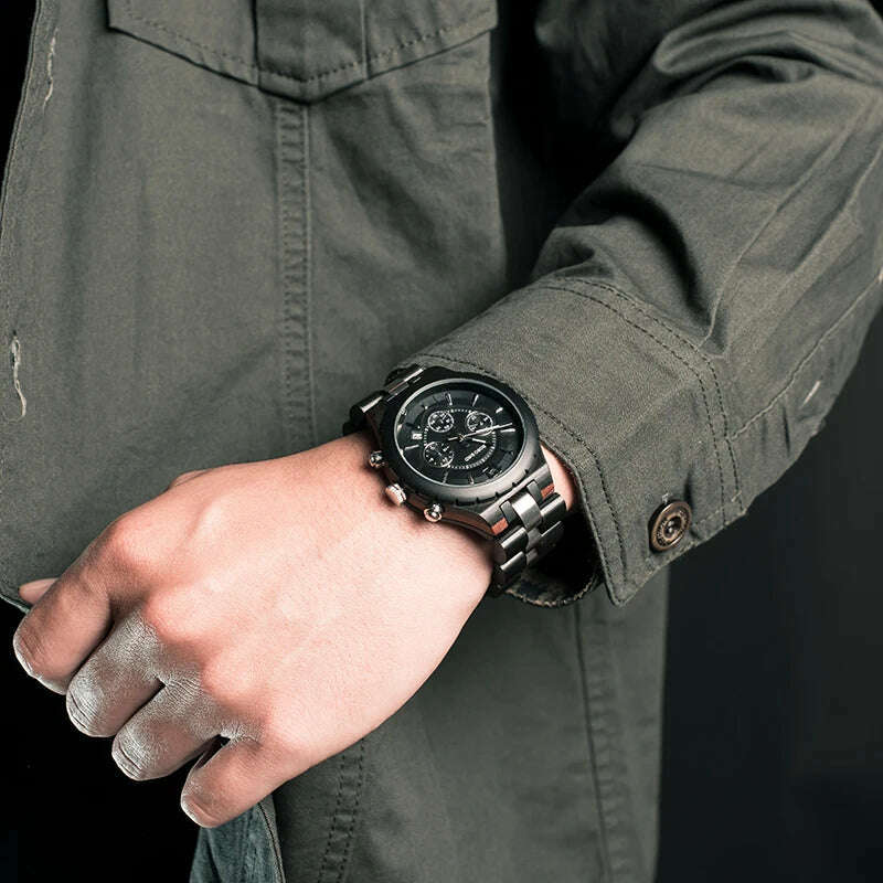 BOBO BIRD Men Watch Wood Luxury Stylish Watches Timepieces Chronograph Military Quartz Great Men's Gift relogio masculino W-R22 - KIMLUD