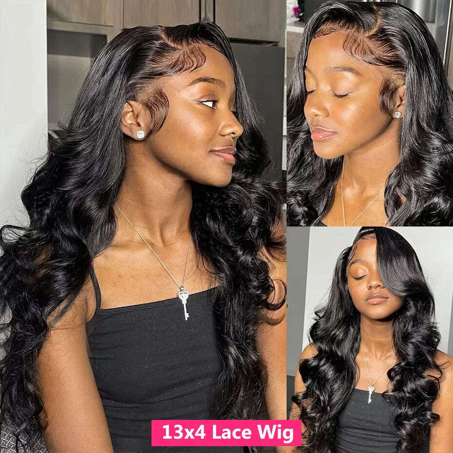 KIMLUD, Body Wave 13x4 HD Lace Frontal Wig Wear And Go Glueless Human Hair Wigs For Women 13x6 Lace Front Human Hair Wig Pre plucked, 5x5 Glueless Wig / United States / 28inches | 180%, KIMLUD Womens Clothes