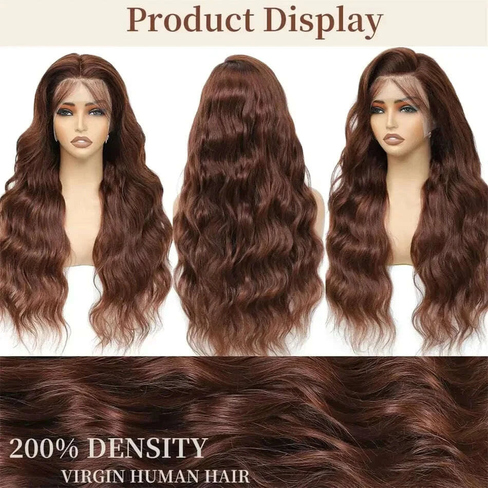 Body Wave Hair Wigs and Extensions Lace Front - Chocolate Brown | KIMLUD