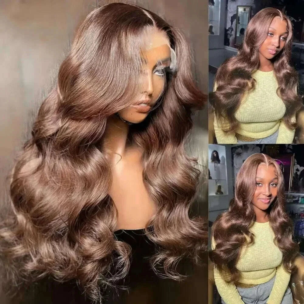 Body Wave Hair Wigs and Extensions Lace Front - Chocolate Brown | KIMLUD