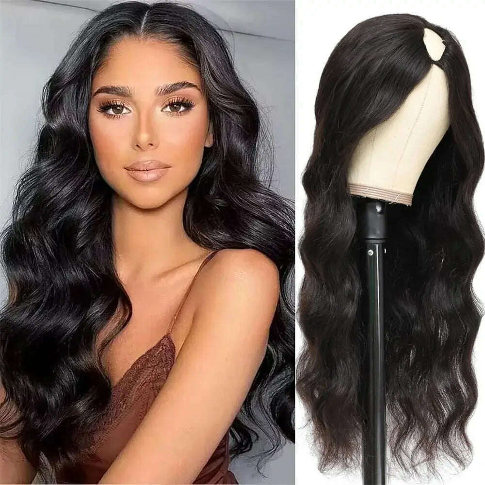 KIMLUD, Body Wave V Part Wig Human Hair No Leave Out Thin Part Brazilian Glueless Wavy Upgrade Wig For Women U Part Wig 12-30 Inch, KIMLUD Womens Clothes