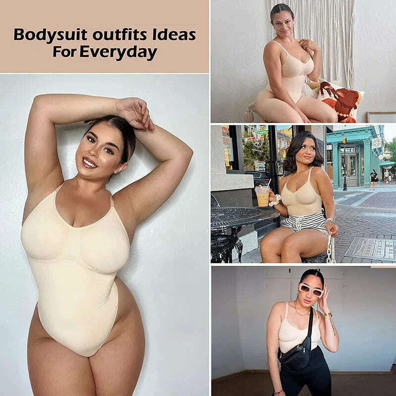 KIMLUD, Bodysuit for Women Tummy Control Backless Shapewear Seamless Thong Body Shaper Tank Top, KIMLUD Womens Clothes